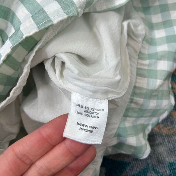 Lovers + Friends Jill Romper Gingham Check Sage Green White Mini Small Playsuit - Picture 12 of 16